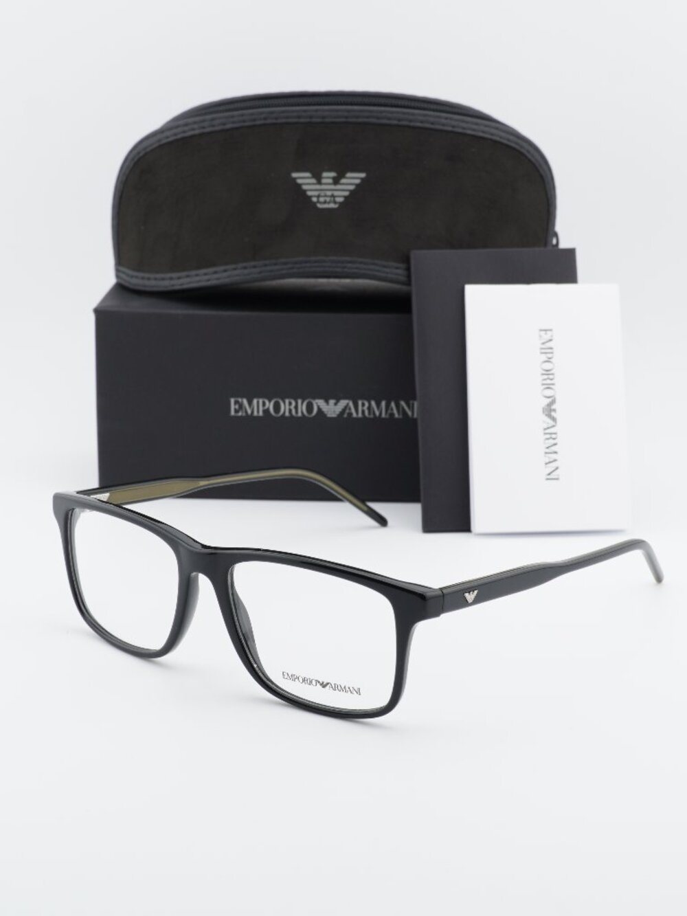 Emporio Armani EA3257 5017 Rectangle Eyeglasses 55 mm - Shiny Black